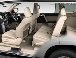 Interior layout of four wheel drive Toyota Prado rental car